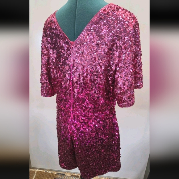 MANER Women’s Sequin Romper Sparkly Short Jumpsuit XL - Picture 5 of 11